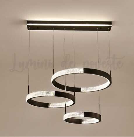 Candelabru LED 240W Balance Minimalist 3 Glam, LED inclus, 3 surse de iluminare, Telecomanda, Dimabi